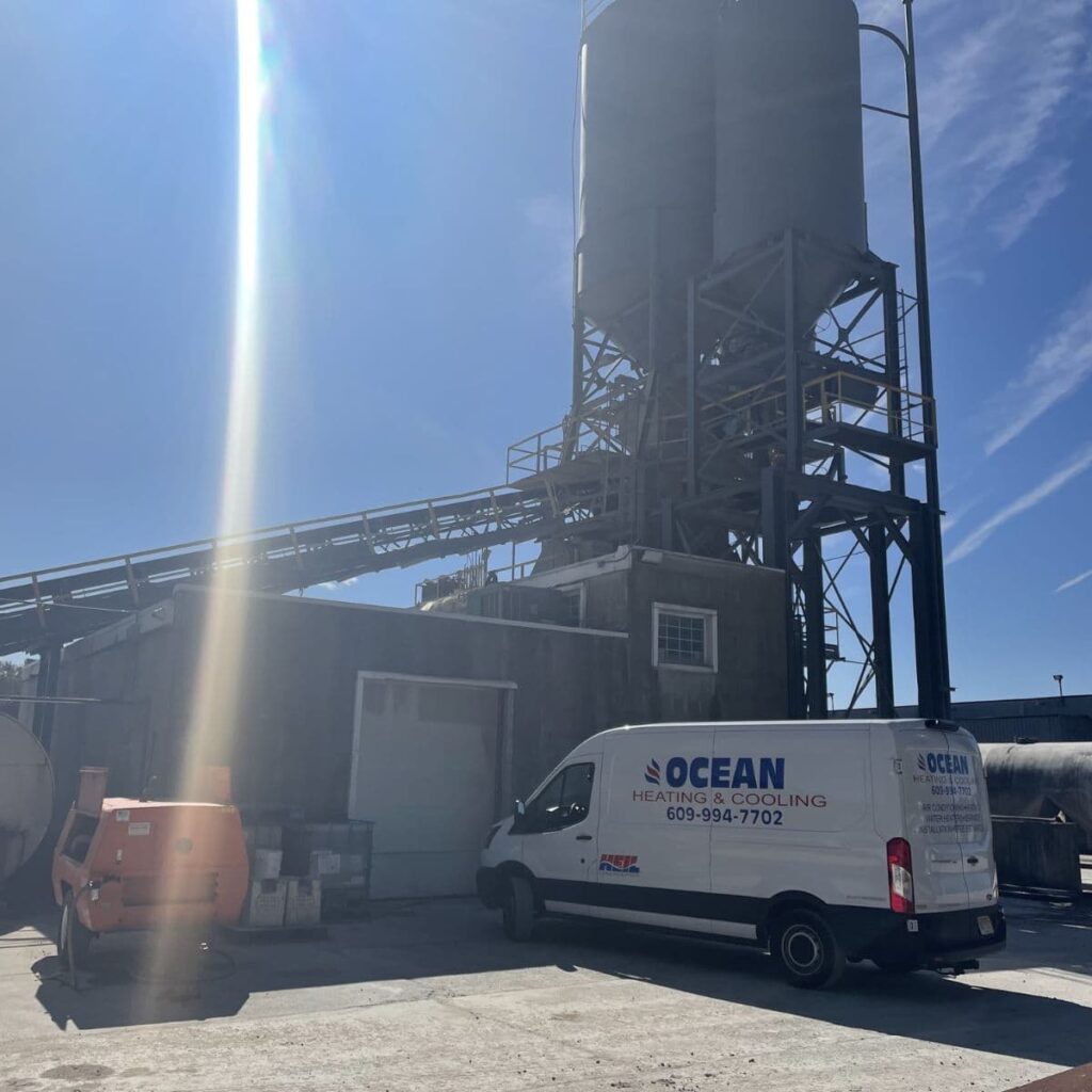 commercial heating services being performed at large power plant by ocean heating and cooling